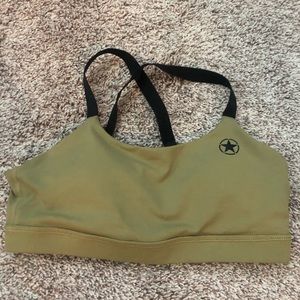 Army green savage barbell sports bra medium